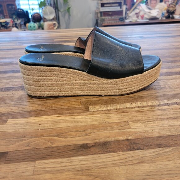 J.Crew Black Leather Platform Espadrille Sandal/Slide Style #AN868 - Picture 7 of 14